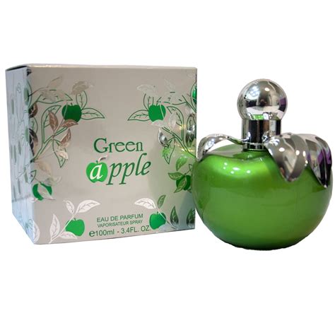 perfume in green apple bottle.